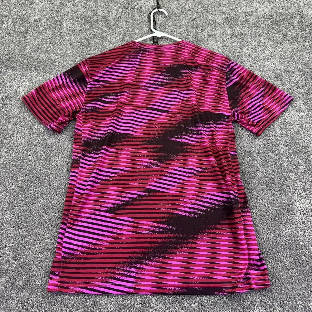 Nike Shirt Mens Medium Pink Striped Dri-Fit Short Sleeve Athletic Running Tee
